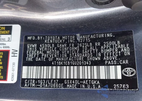 2016 Toyota Avalon Xle Premium из США, поврежденный, VIN 4T1BK1EB1GU201343